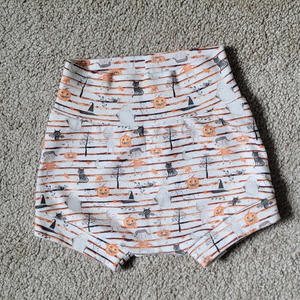 Bingham Bliss Pumpkin High Waisted Bummies Shorts, Halloween Fall